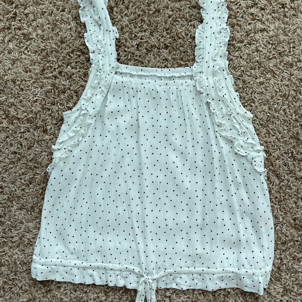 White with black polka dots tank top.